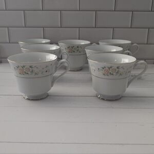 Set of 7 vintage Crescent Fine China Tea Cups